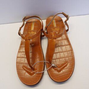 Sam Edelman Women's Brown Naomi Saddle Leather Croc Ankle Strap sandals size 6.5